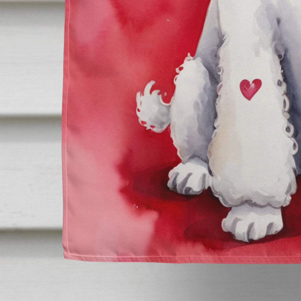 White Poodle My Valentine House Flag 28x40 Porch Sleeve Pole Decorative Outside Yard Banner Artwork Wall Hanging, Polyester
