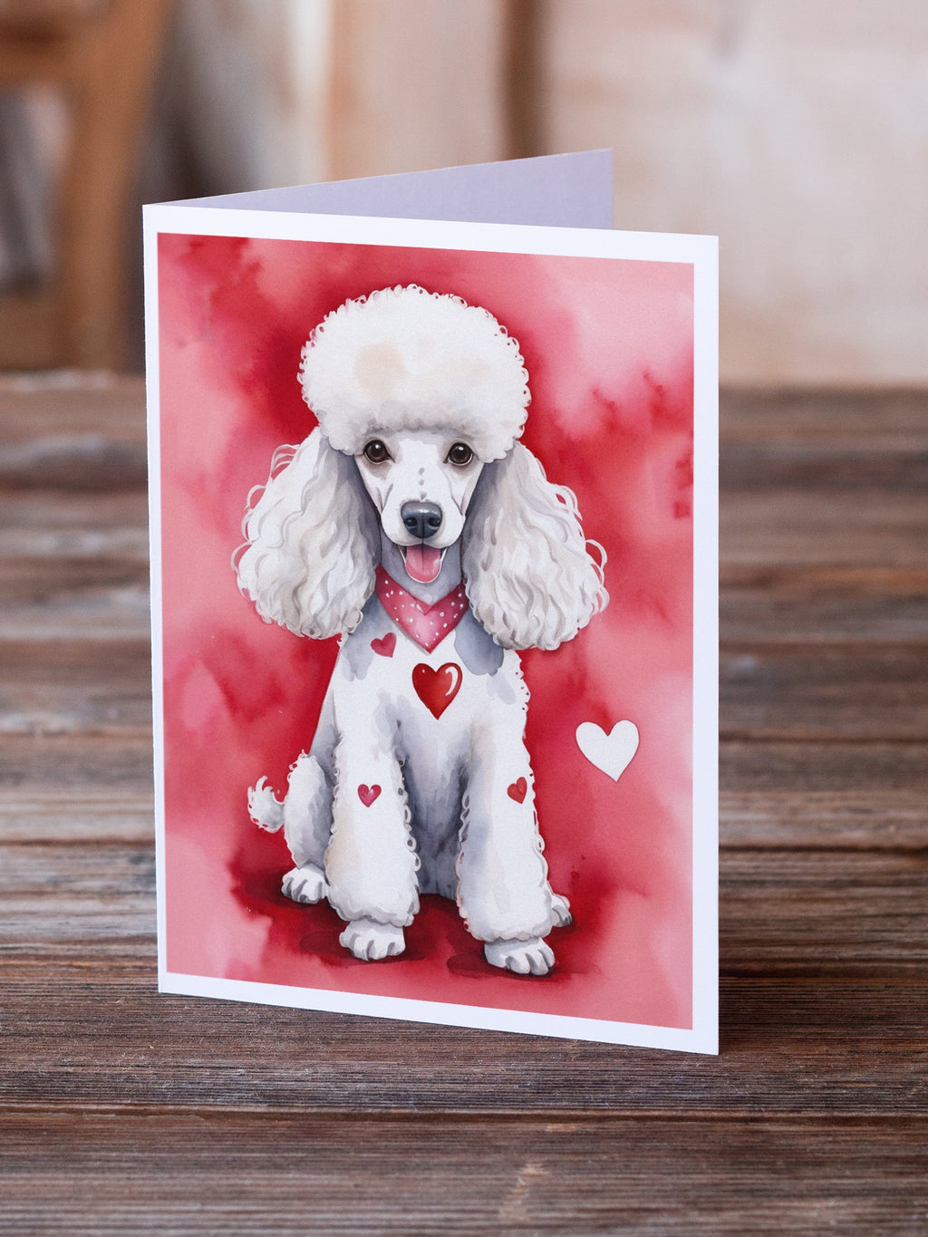 White Poodle My Valentine Greeting Cards Pack of 8 Blank Cards with Envelopes Whimsical A7 Size 5x7