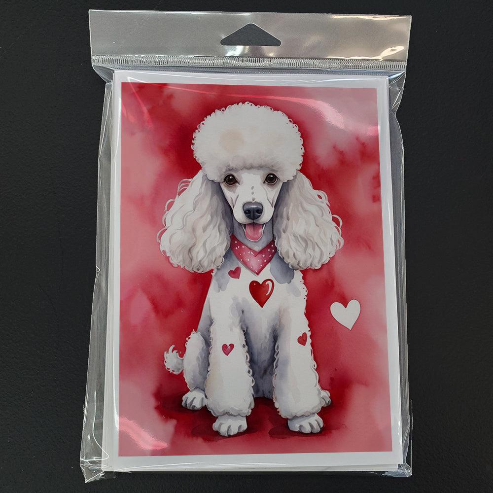 White Poodle My Valentine Greeting Cards Pack of 8 Blank Cards with Envelopes Whimsical A7 Size 5x7
