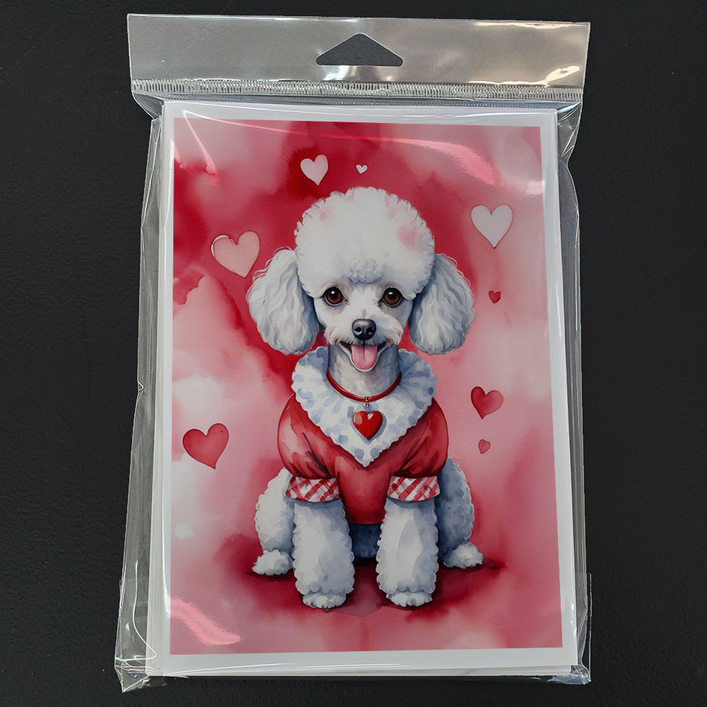 White Poodle My Valentine Greeting Cards Pack of 8 Blank Cards with Envelopes Whimsical A7 Size 5x7