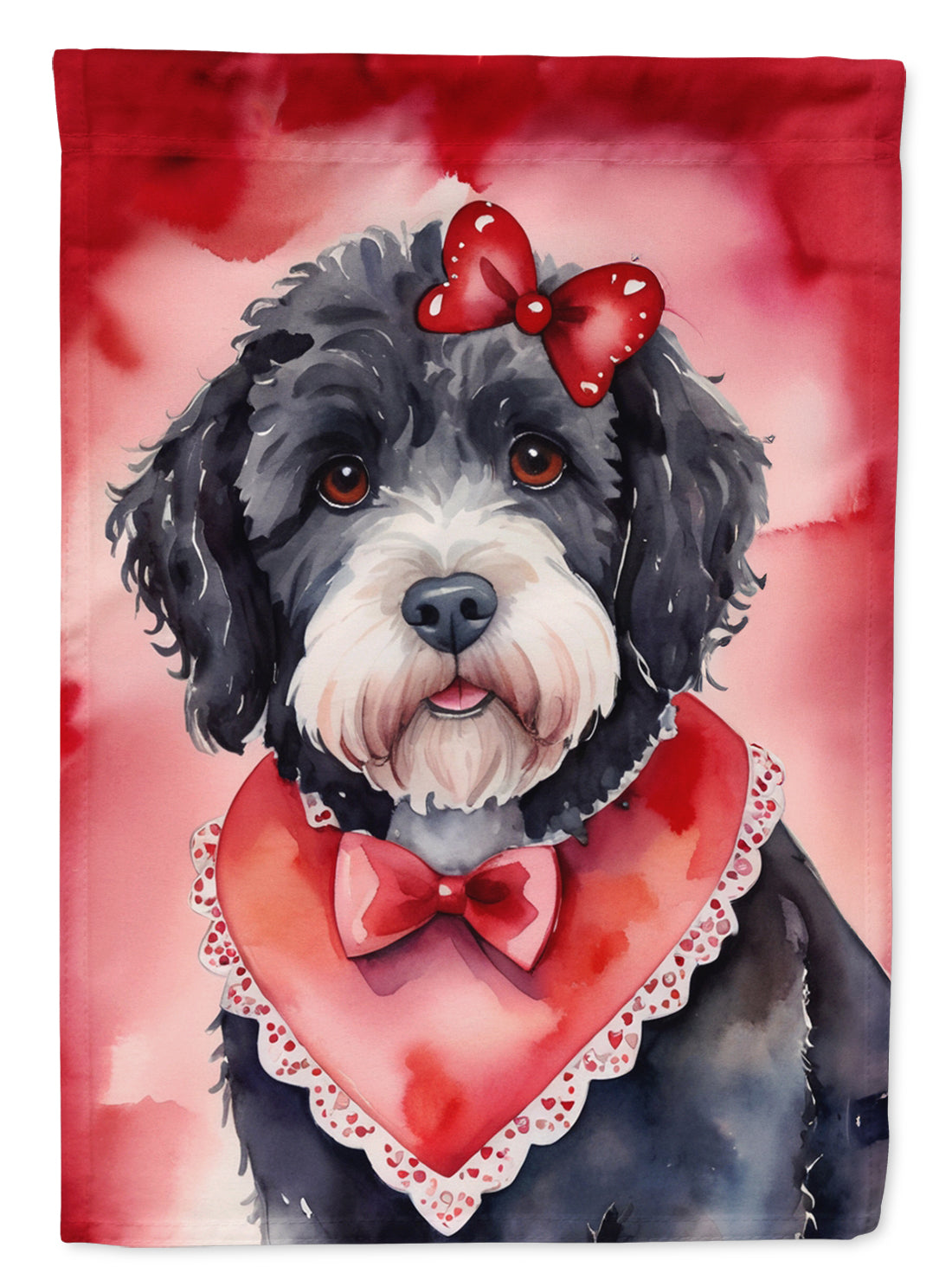 Portuguese Water Dog My Valentine Garden Flag Mailbox Decorative Yard Banner Outside Patio Artwork for Flower Beds, Garden Size, Multicolor