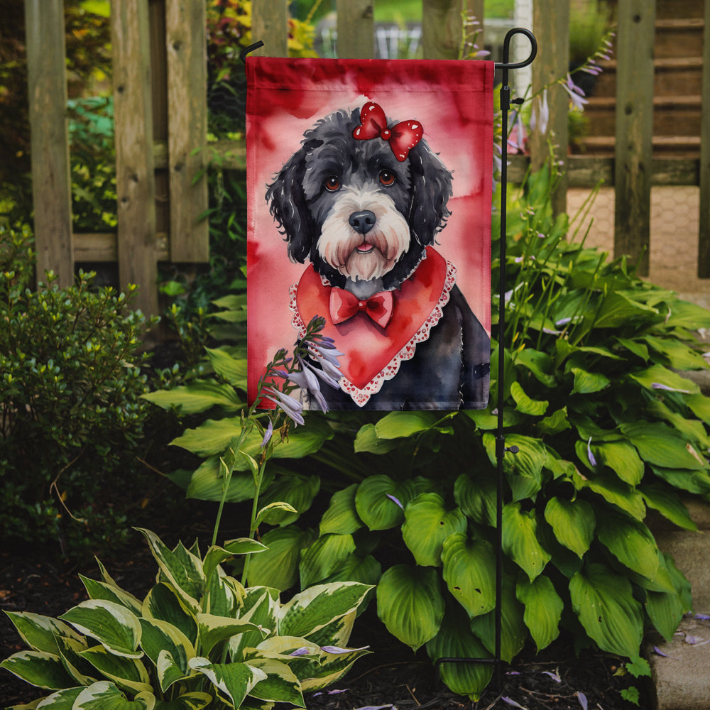 Portuguese Water Dog My Valentine Garden Flag Mailbox Decorative Yard Banner Outside Patio Artwork for Flower Beds, Garden Size, Multicolor