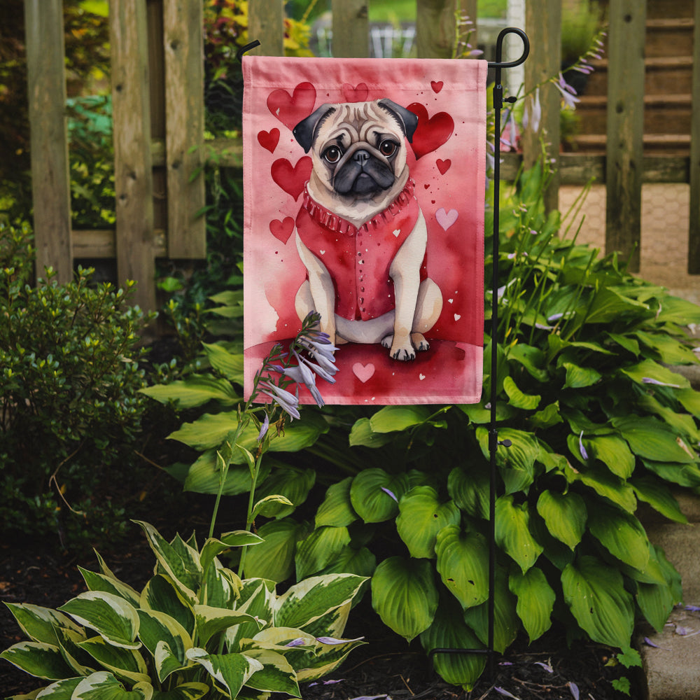 Pug My Valentine Garden Flag Mailbox Decorative Yard Banner Outside Patio Artwork for Flower Beds, Garden Size, Multicolor
