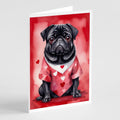 Pug My Valentine Greeting Cards Pack of 8 Blank Cards with Envelopes Whimsical A7 Size 5x7