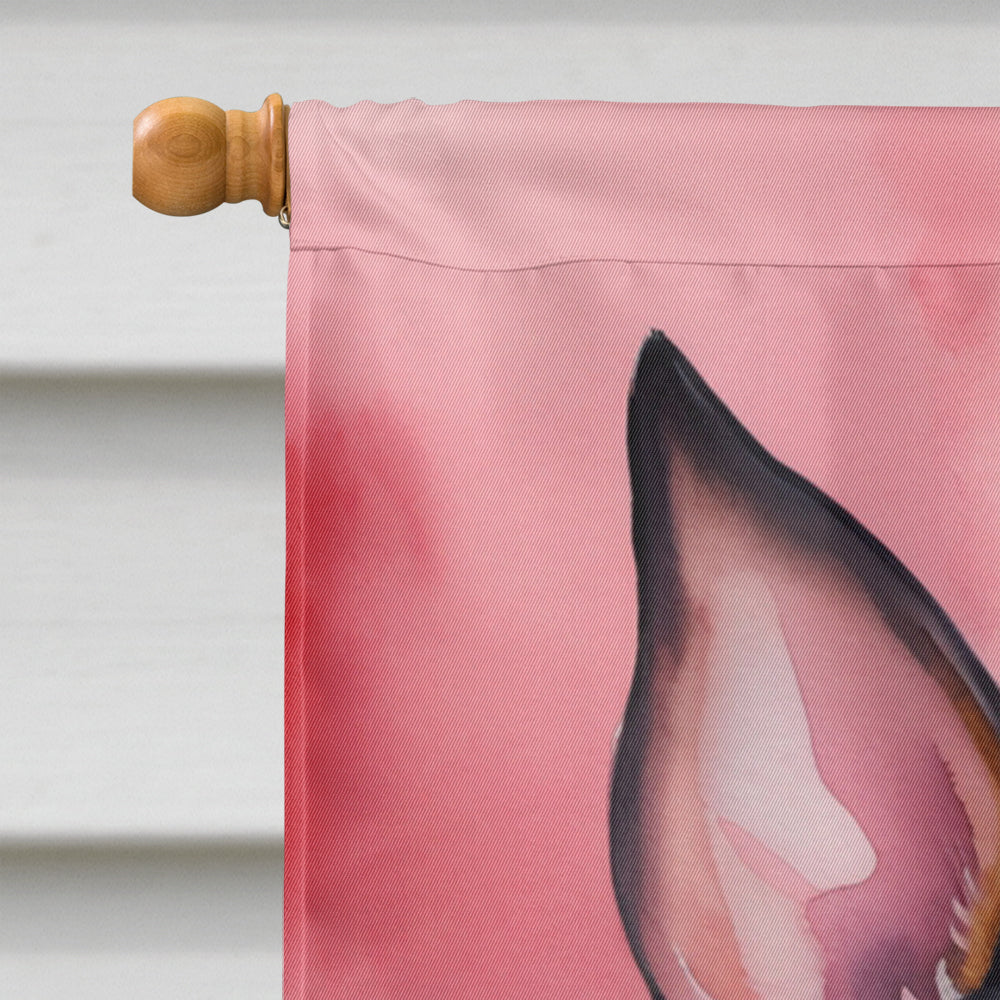 Rat Terrier My Valentine House Flag 28x40 Porch Sleeve Pole Decorative Outside Yard Banner Artwork Wall Hanging, Polyester