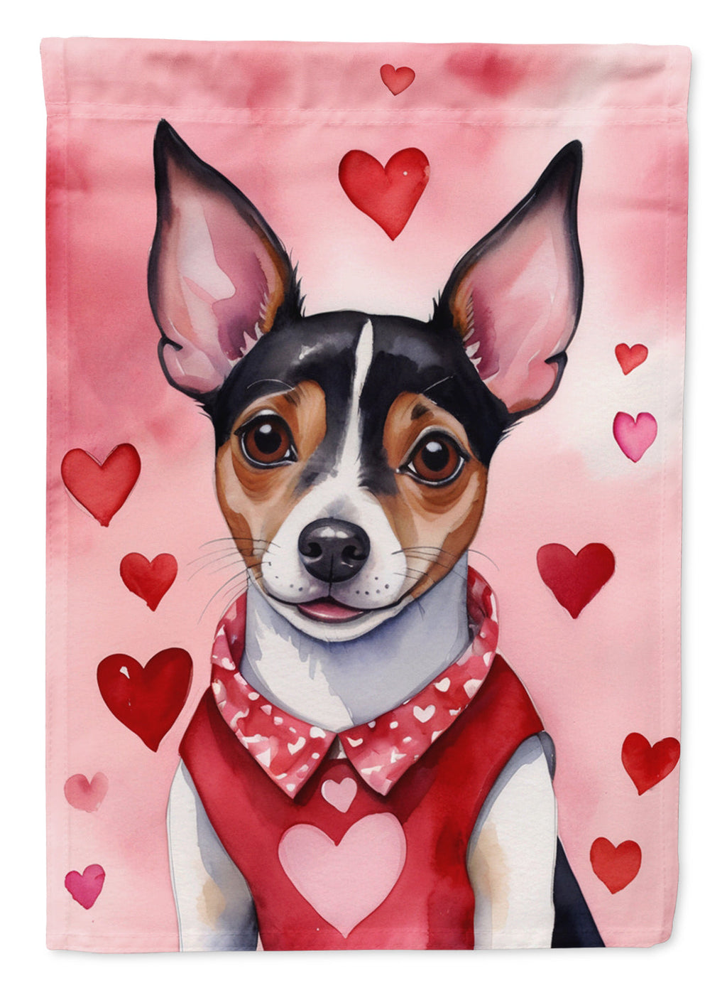 Rat Terrier My Valentine Garden Flag Mailbox Decorative Yard Banner Outside Patio Artwork for Flower Beds, Garden Size, Multicolor
