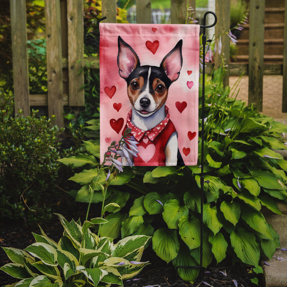 Rat Terrier My Valentine Garden Flag Mailbox Decorative Yard Banner Outside Patio Artwork for Flower Beds, Garden Size, Multicolor