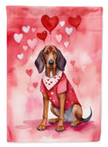 Redbone Coonhound My Valentine House Flag 28x40 Porch Sleeve Pole Decorative Outside Yard Banner Artwork Wall Hanging, Polyester