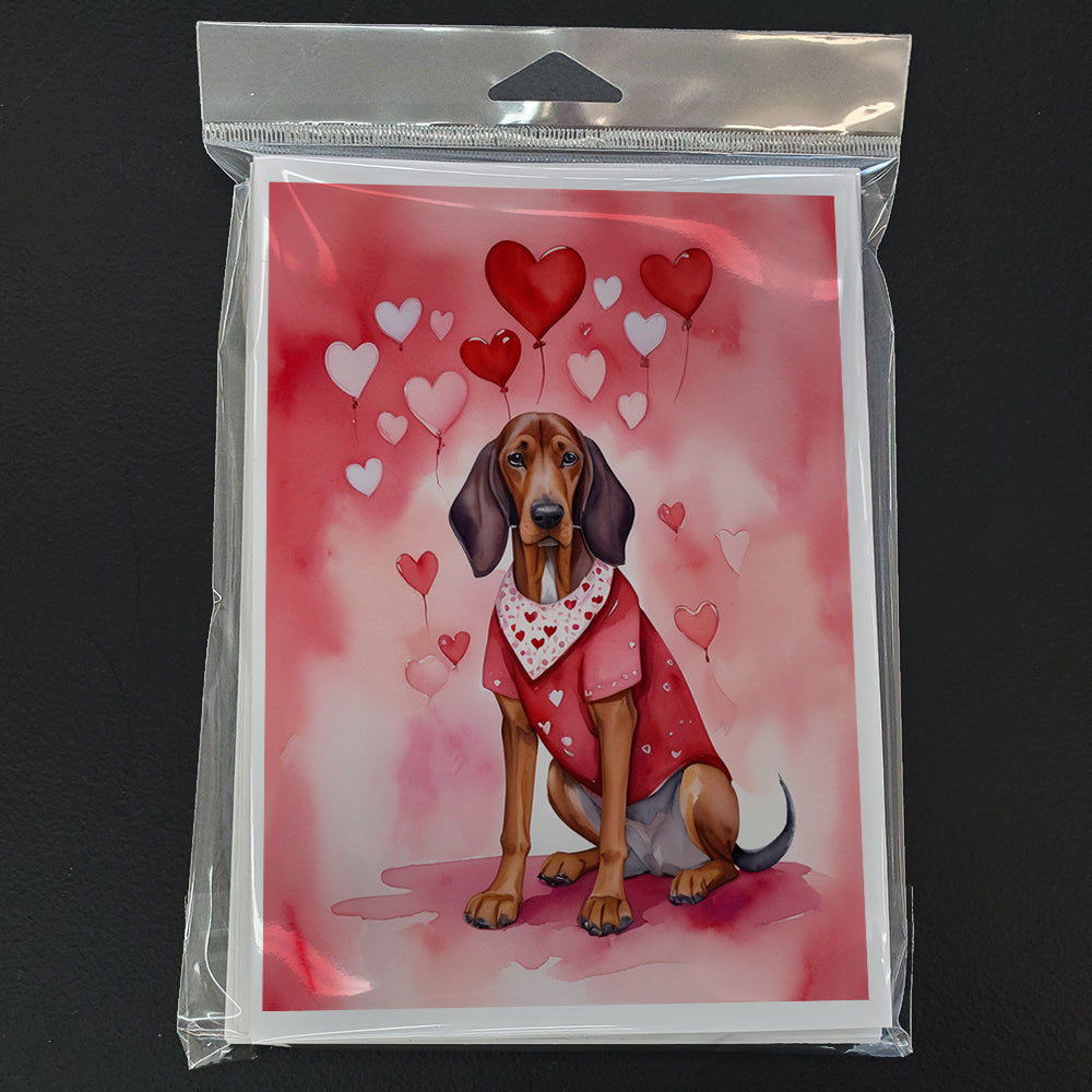 Redbone Coonhound My Valentine Greeting Cards Pack of 8 Blank Cards with Envelopes Whimsical A7 Size 5x7