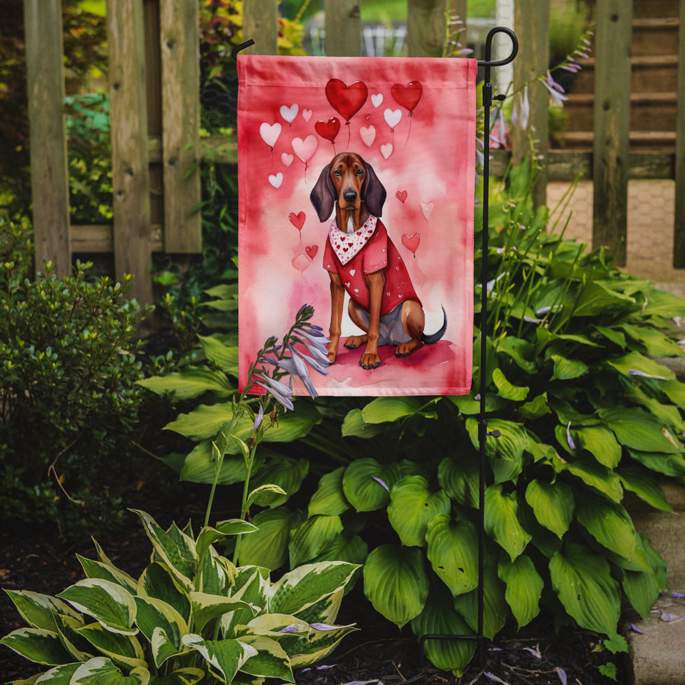 Redbone Coonhound My Valentine Garden Flag Mailbox Decorative Yard Banner Outside Patio Artwork for Flower Beds, Garden Size, Multicolor