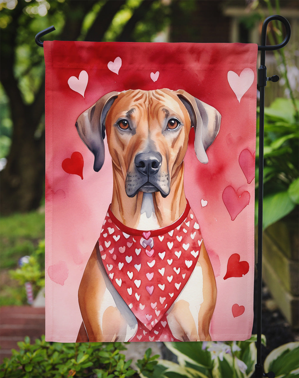 Rhodesian Ridgeback My Valentine Garden Flag Mailbox Decorative Yard Banner Outside Patio Artwork for Flower Beds, Garden Size, Multicolor