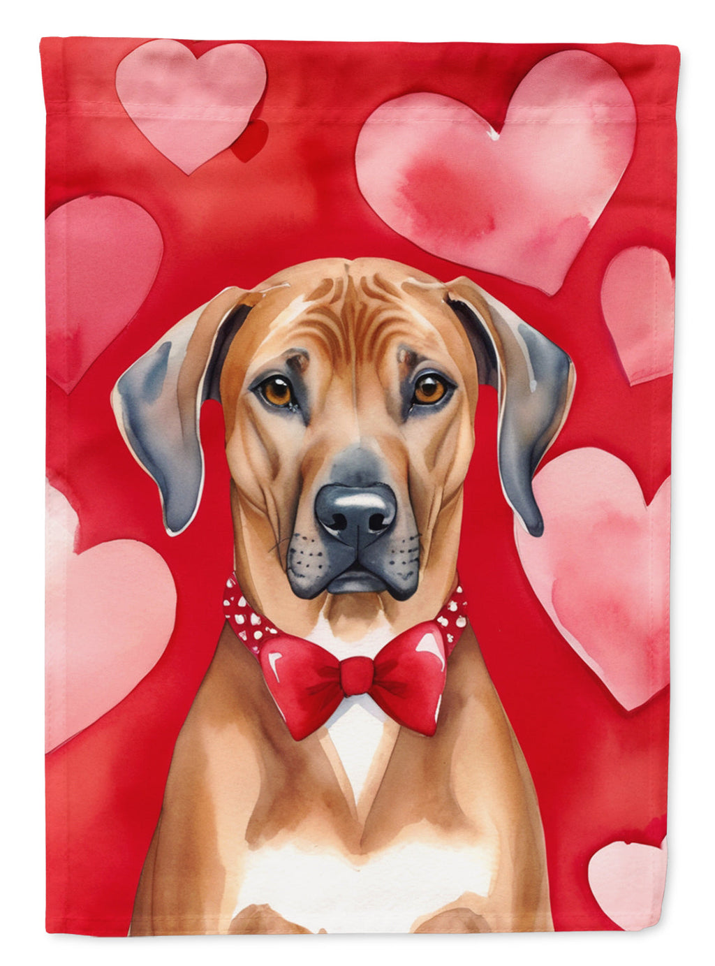Rhodesian Ridgeback My Valentine House Flag 28x40 Porch Sleeve Pole Decorative Outside Yard Banner Artwork Wall Hanging, Polyester