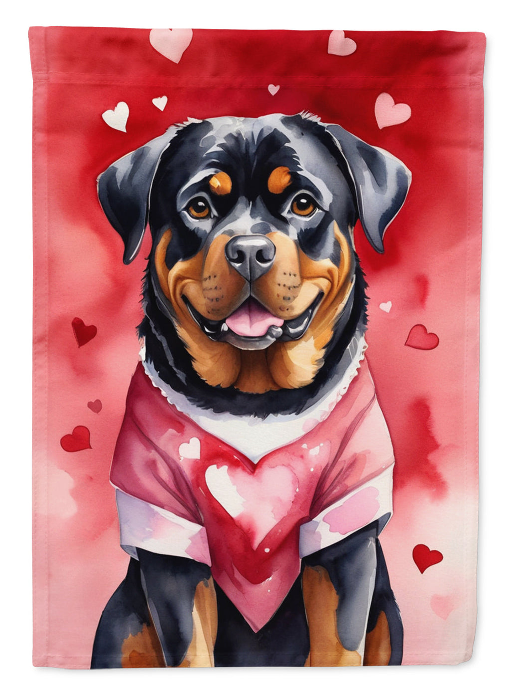Rottweiler My Valentine House Flag 28x40 Porch Sleeve Pole Decorative Outside Yard Banner Artwork Wall Hanging, Polyester