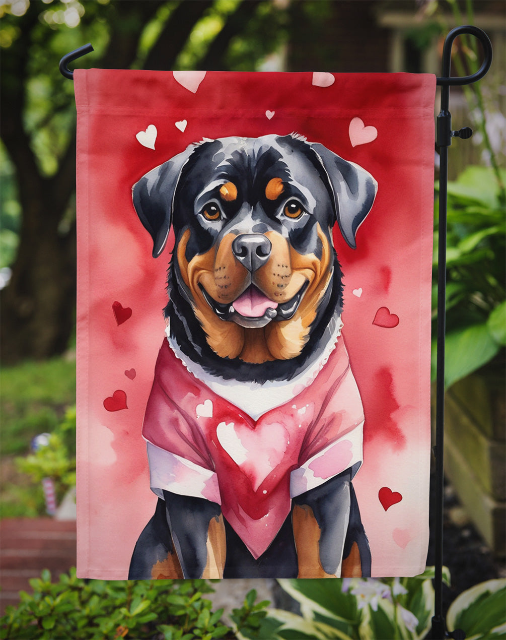 Rottweiler My Valentine Garden Flag Mailbox Decorative Yard Banner Outside Patio Artwork for Flower Beds, Garden Size, Multicolor
