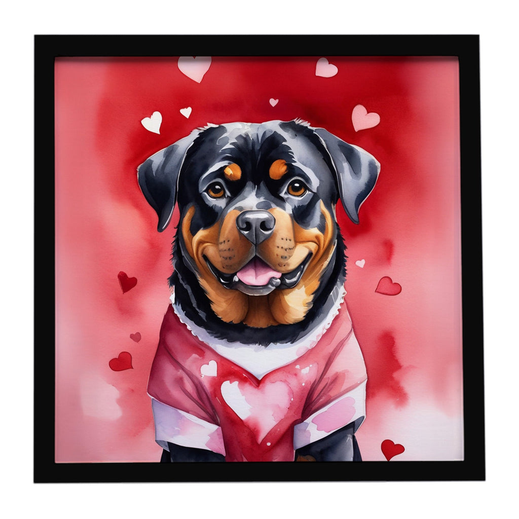 Rottweiler My Valentine Framed Metal Print Bathroom, Kitchen, Office, Home Decor Wall Art Ready to Hang, Square, 8X8