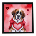 Saint Bernard My Valentine Framed Metal Print Bathroom, Kitchen, Office, Home Decor Wall Art Ready to Hang, Square, 8X8
