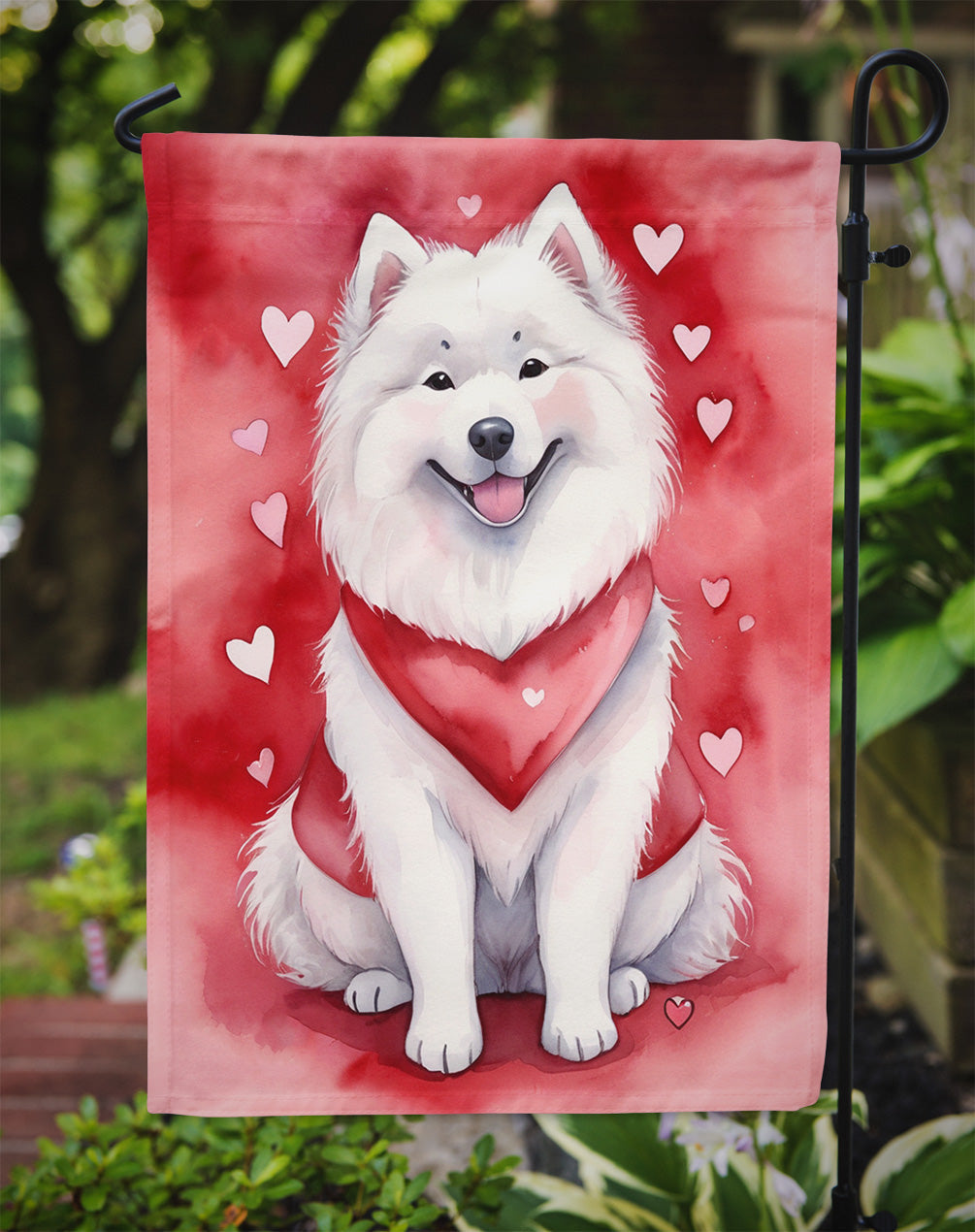 Samoyed My Valentine Garden Flag Mailbox Decorative Yard Banner Outside Patio Artwork for Flower Beds, Garden Size, Multicolor