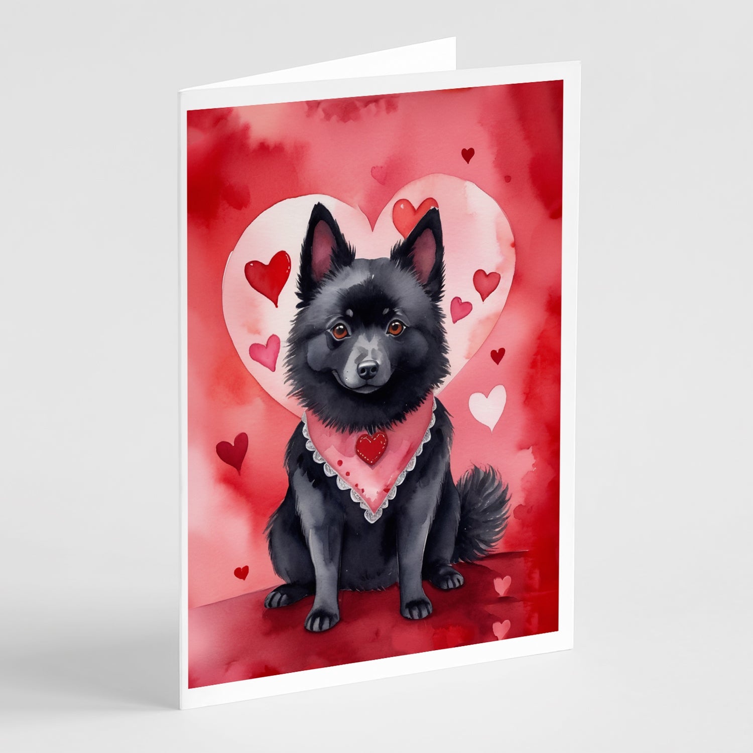 Schipperke My Valentine Greeting Cards Pack of 8 Blank Cards with Envelopes Whimsical A7 Size 5x7