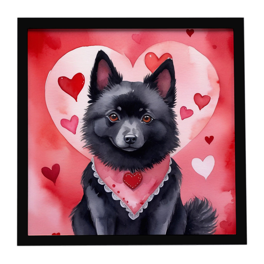 Schipperke My Valentine Framed Metal Print Bathroom, Kitchen, Office, Home Decor Wall Art Ready to Hang, Square, 8X8