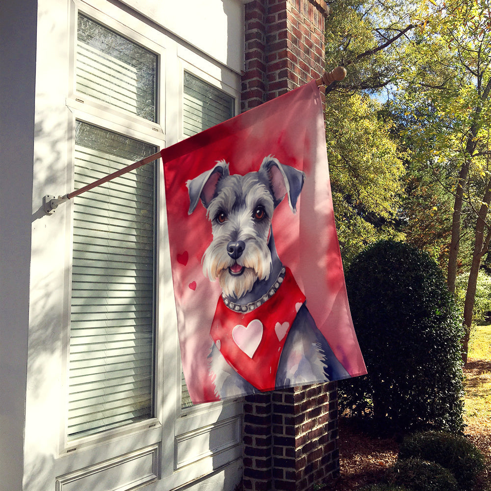 Schnauzer My Valentine House Flag 28x40 Porch Sleeve Pole Decorative Outside Yard Banner Artwork Wall Hanging, Polyester