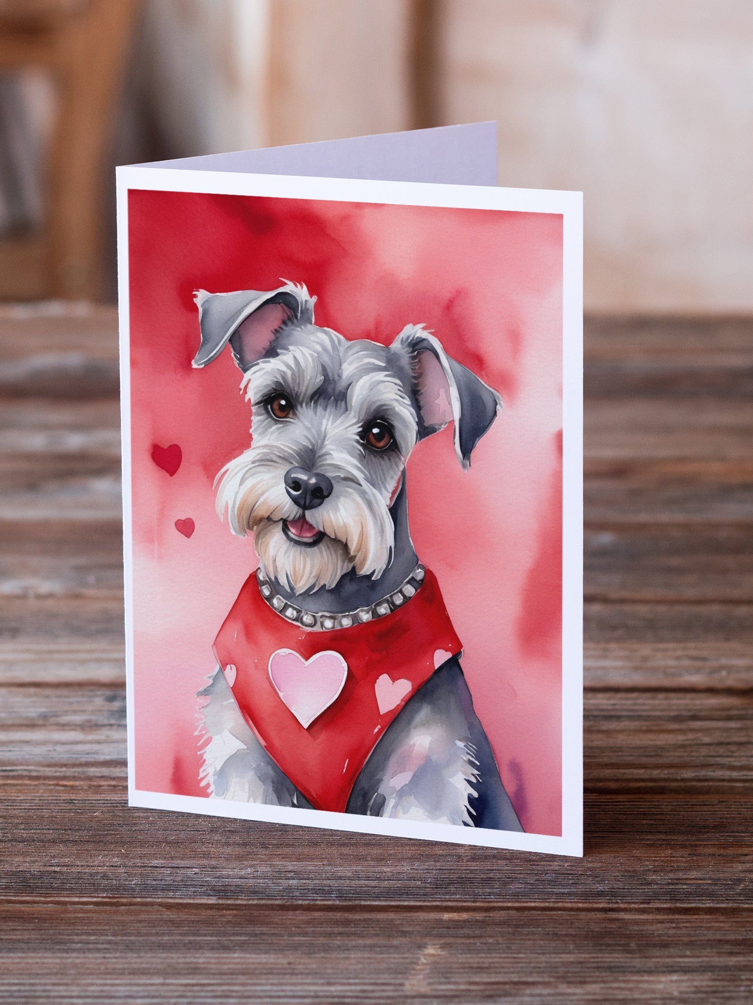 Schnauzer My Valentine Greeting Cards Pack of 8 Blank Cards with Envelopes Whimsical A7 Size 5x7