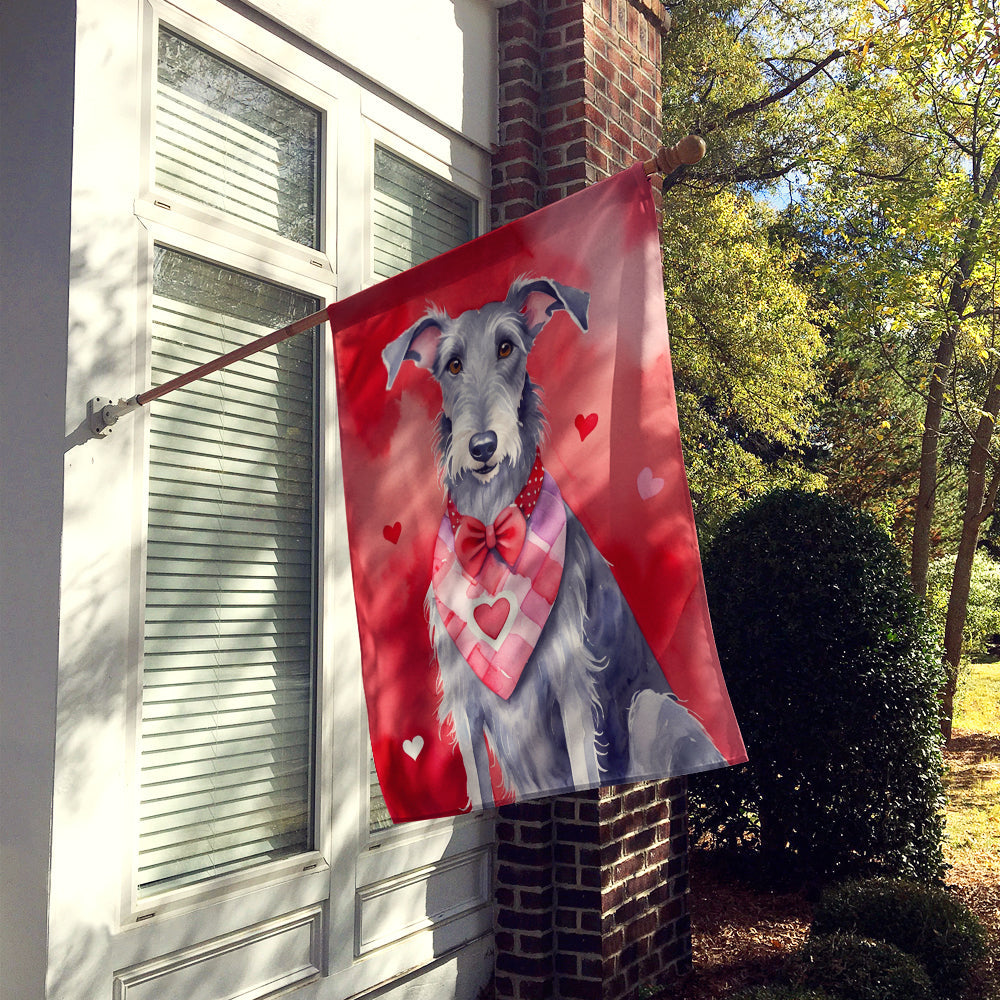 Scottish Deerhound My Valentine House Flag 28x40 Porch Sleeve Pole Decorative Outside Yard Banner Artwork Wall Hanging, Polyester