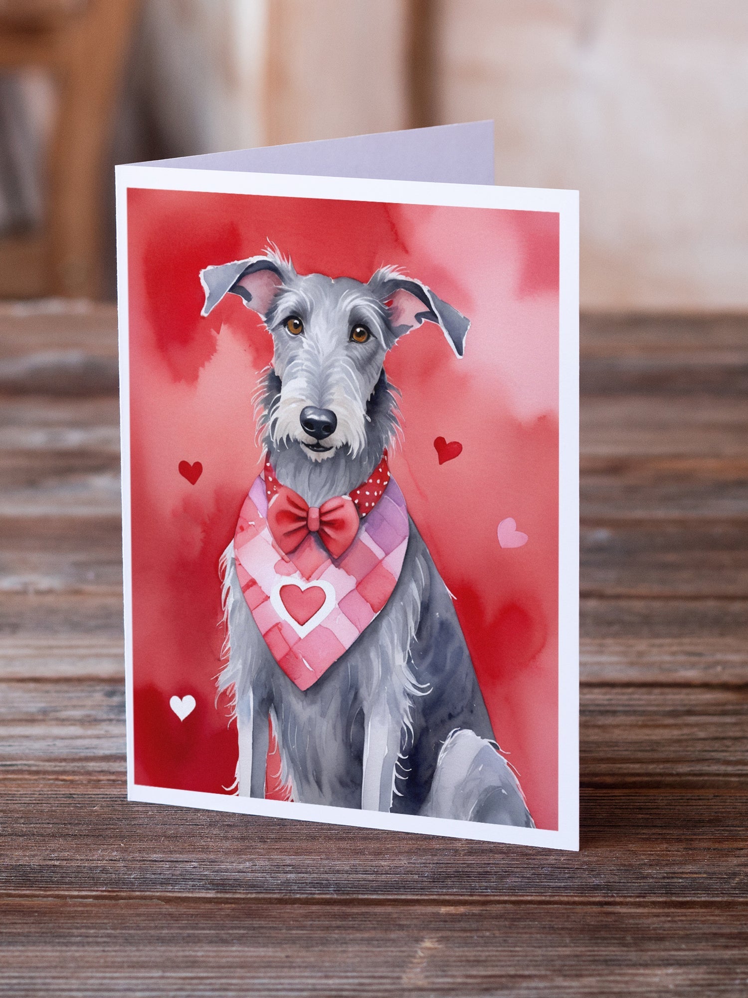 Scottish Deerhound My Valentine Greeting Cards Pack of 8 Blank Cards with Envelopes Whimsical A7 Size 5x7