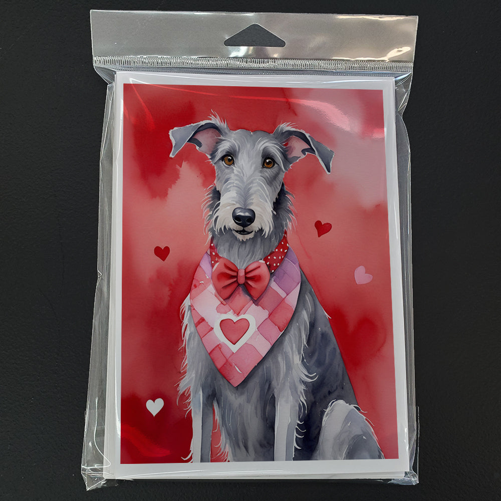 Scottish Deerhound My Valentine Greeting Cards Pack of 8 Blank Cards with Envelopes Whimsical A7 Size 5x7