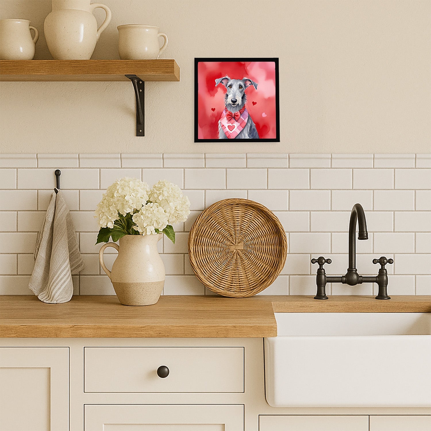 Scottish Deerhound My Valentine Framed Metal Print Bathroom, Kitchen, Office, Home Decor Wall Art Ready to Hang, Square, 8X8