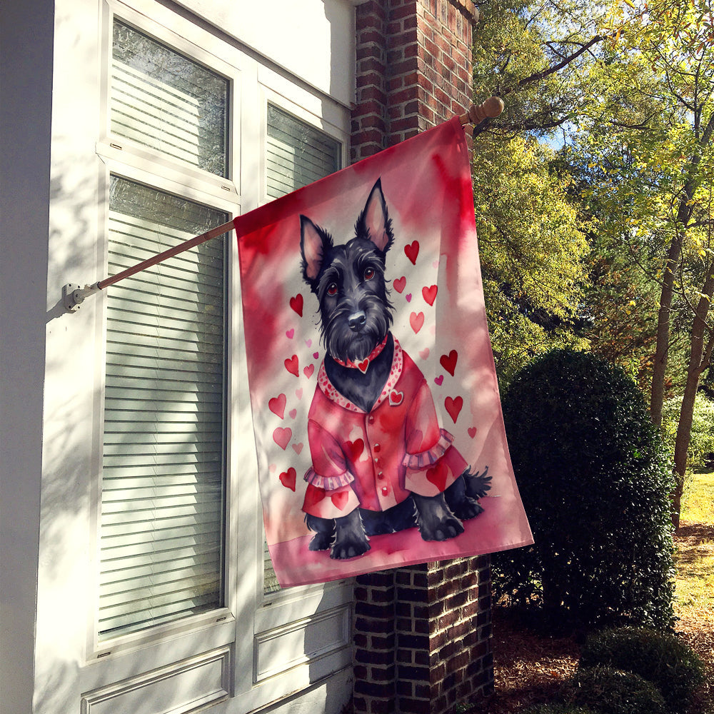 Scottish Terrier My Valentine House Flag 28x40 Porch Sleeve Pole Decorative Outside Yard Banner Artwork Wall Hanging, Polyester