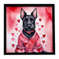 Scottish Terrier My Valentine Framed Metal Print Bathroom, Kitchen, Office, Home Decor Wall Art Ready to Hang, Square, 8X8