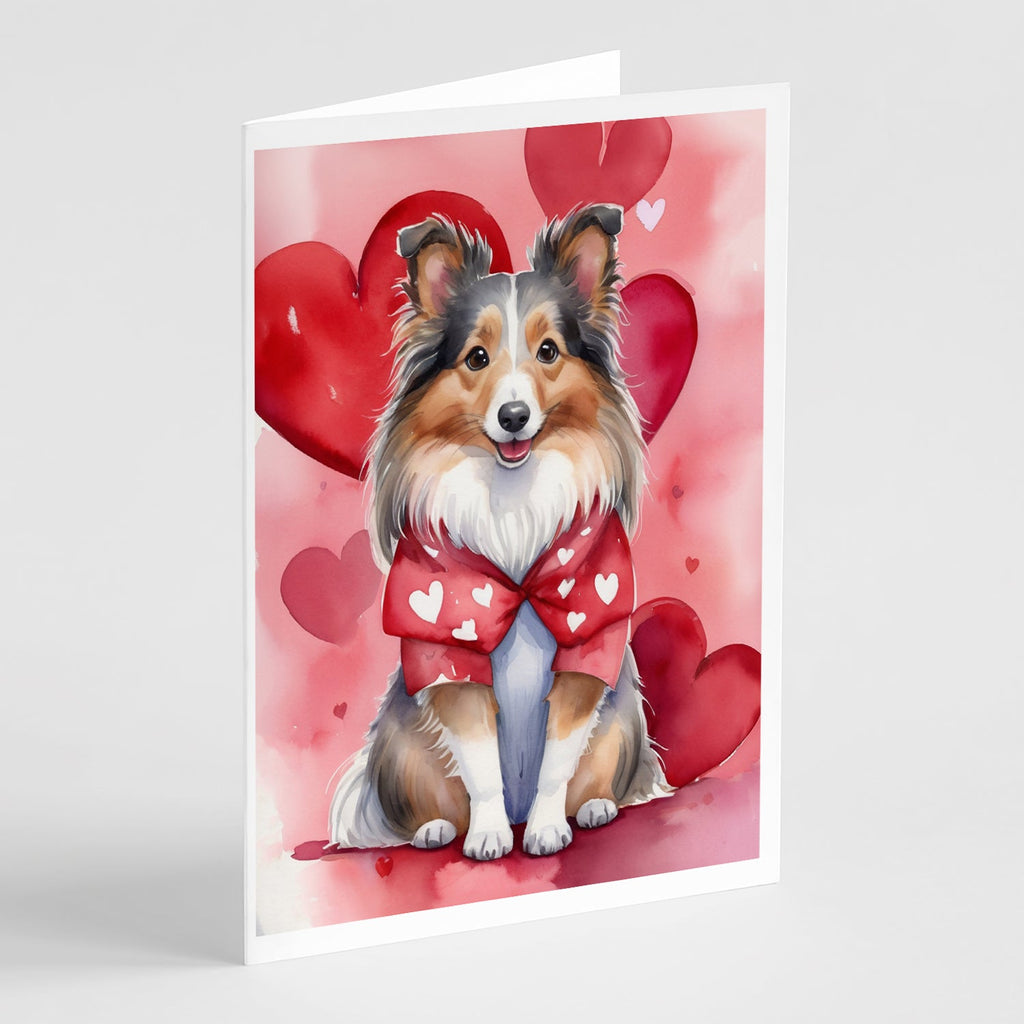 Sheltie My Valentine Greeting Cards Pack of 8 Blank Cards with Envelopes Whimsical A7 Size 5x7