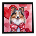 Sheltie My Valentine Framed Metal Print Bathroom, Kitchen, Office, Home Decor Wall Art Ready to Hang, Square, 8X8