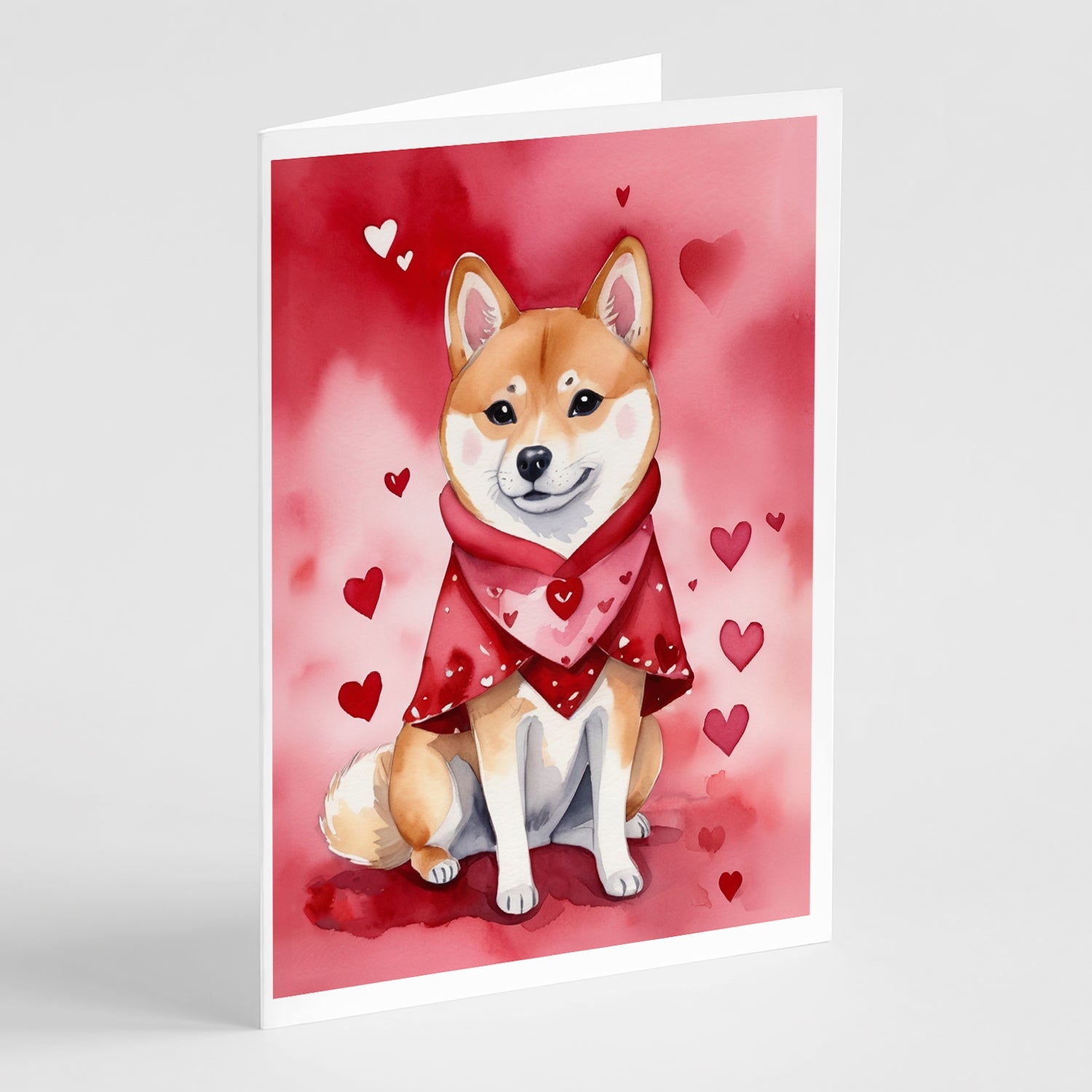 Shiba Inu My Valentine Greeting Cards Pack of 8 Blank Cards with Envelopes Whimsical A7 Size 5x7