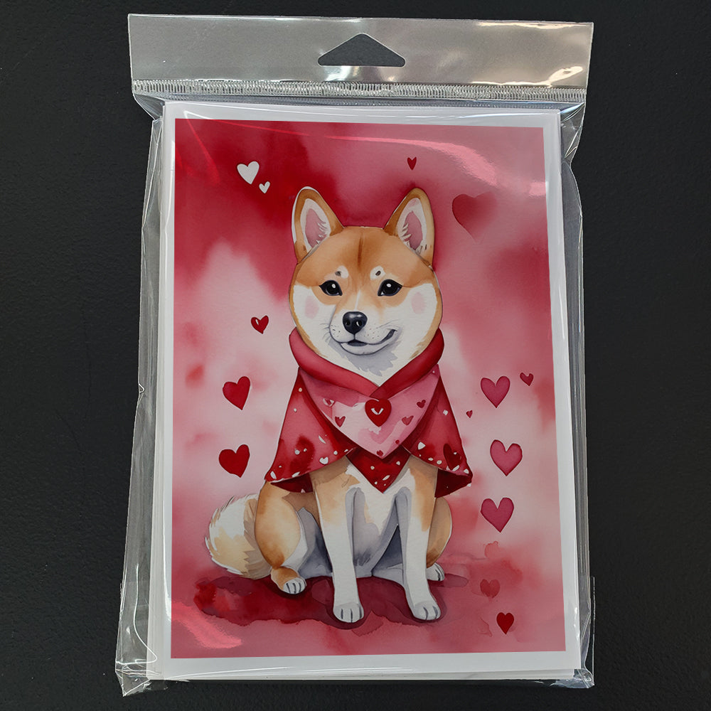 Shiba Inu My Valentine Greeting Cards Pack of 8 Blank Cards with Envelopes Whimsical A7 Size 5x7