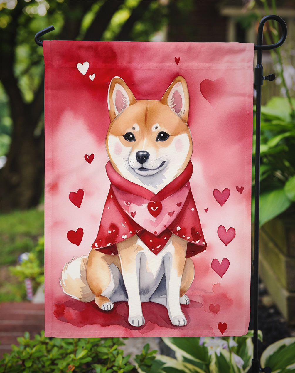 Shiba Inu My Valentine Garden Flag Mailbox Decorative Yard Banner Outside Patio Artwork for Flower Beds, Garden Size, Multicolor