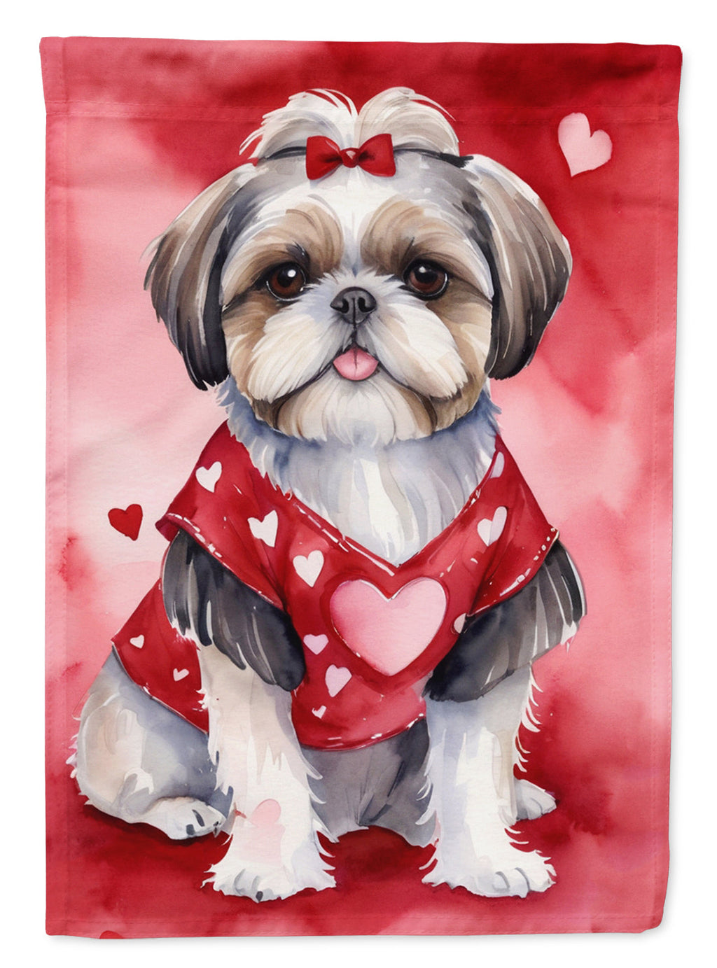 Shih Tzu My Valentine Garden Flag Mailbox Decorative Yard Banner Outside Patio Artwork for Flower Beds, Garden Size, Multicolor
