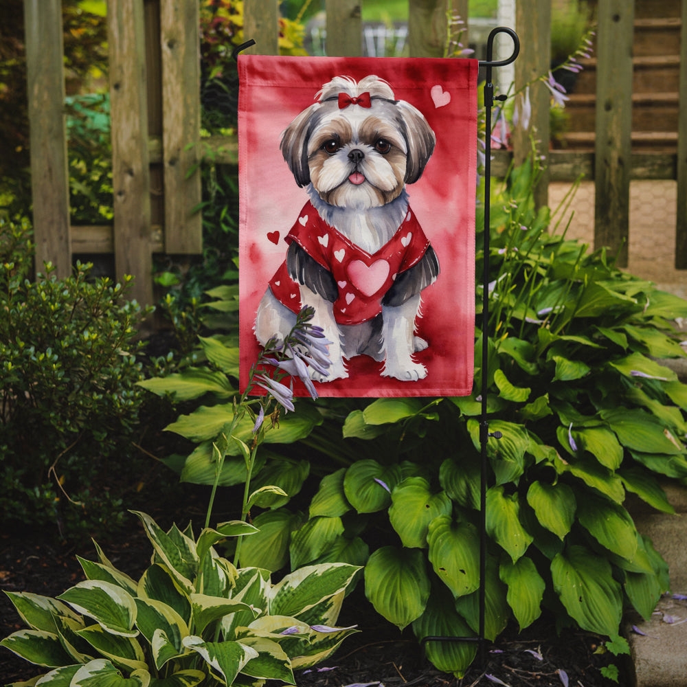 Shih Tzu My Valentine Garden Flag Mailbox Decorative Yard Banner Outside Patio Artwork for Flower Beds, Garden Size, Multicolor