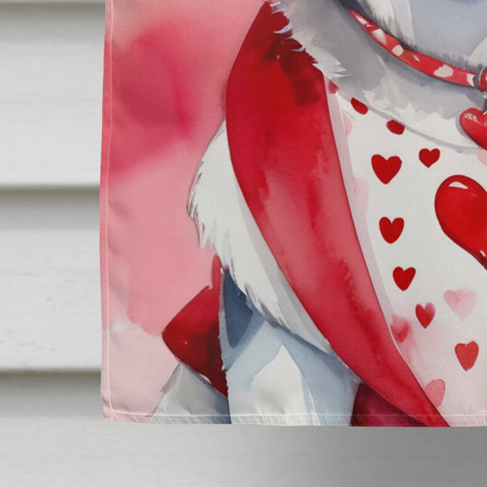 Siberian Husky My Valentine House Flag 28x40 Porch Sleeve Pole Decorative Outside Yard Banner Artwork Wall Hanging, Polyester