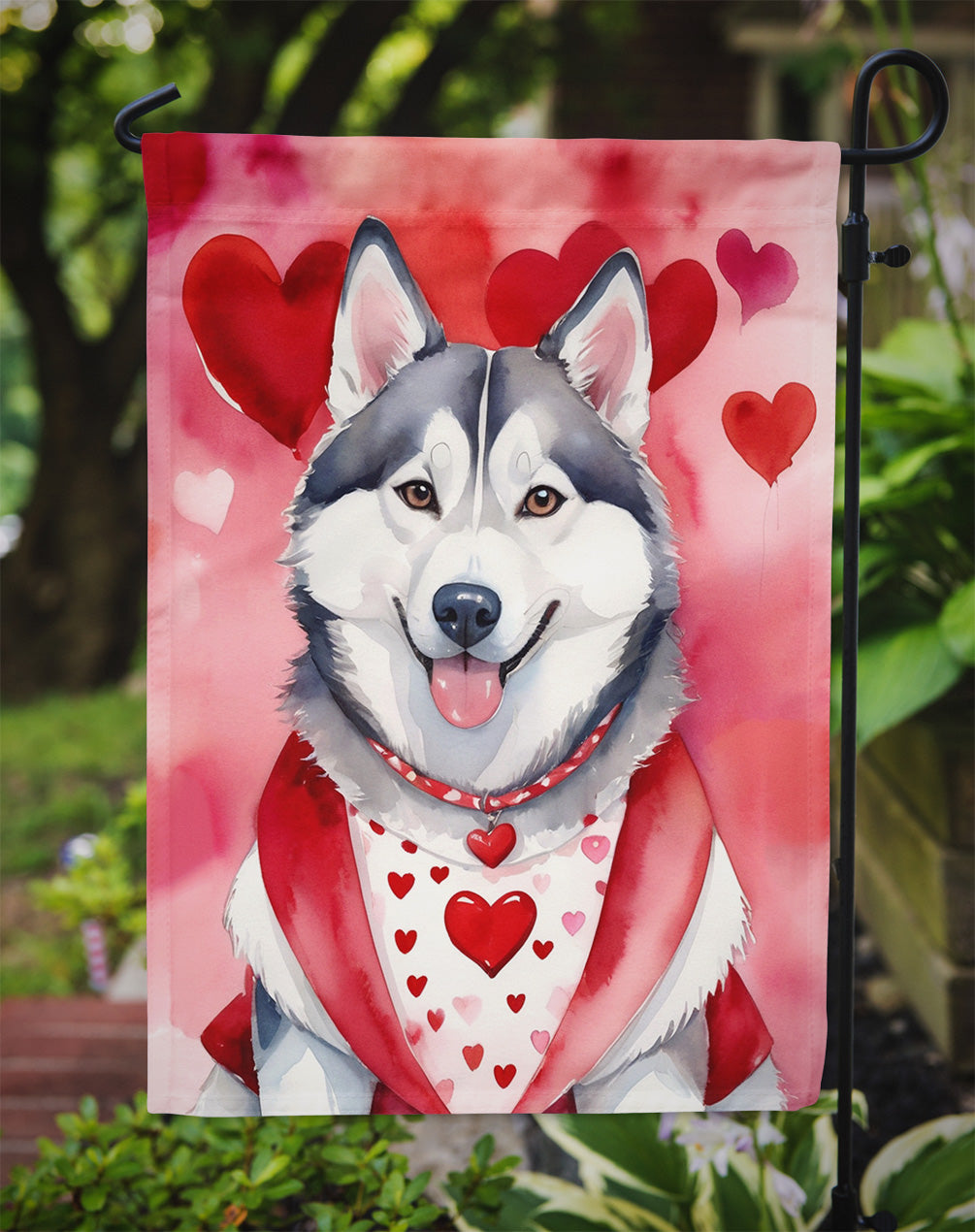 Siberian Husky My Valentine Garden Flag Mailbox Decorative Yard Banner Outside Patio Artwork for Flower Beds, Garden Size, Multicolor