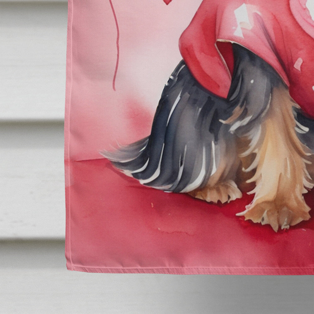 Silky Terrier My Valentine House Flag 28x40 Porch Sleeve Pole Decorative Outside Yard Banner Artwork Wall Hanging, Polyester