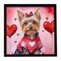 Silky Terrier My Valentine Framed Metal Print Bathroom, Kitchen, Office, Home Decor Wall Art Ready to Hang, Square, 8X8