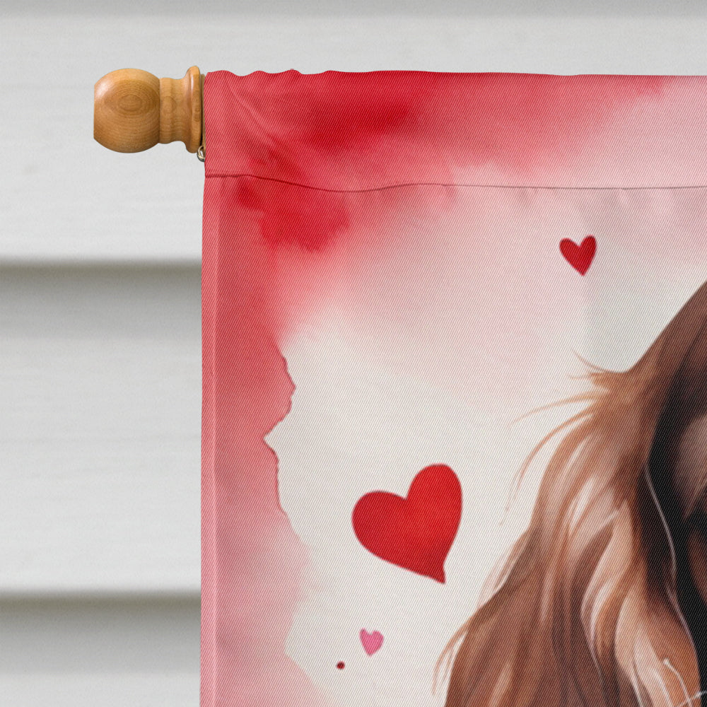 Sussex Spaniel My Valentine House Flag 28x40 Porch Sleeve Pole Decorative Outside Yard Banner Artwork Wall Hanging, Polyester