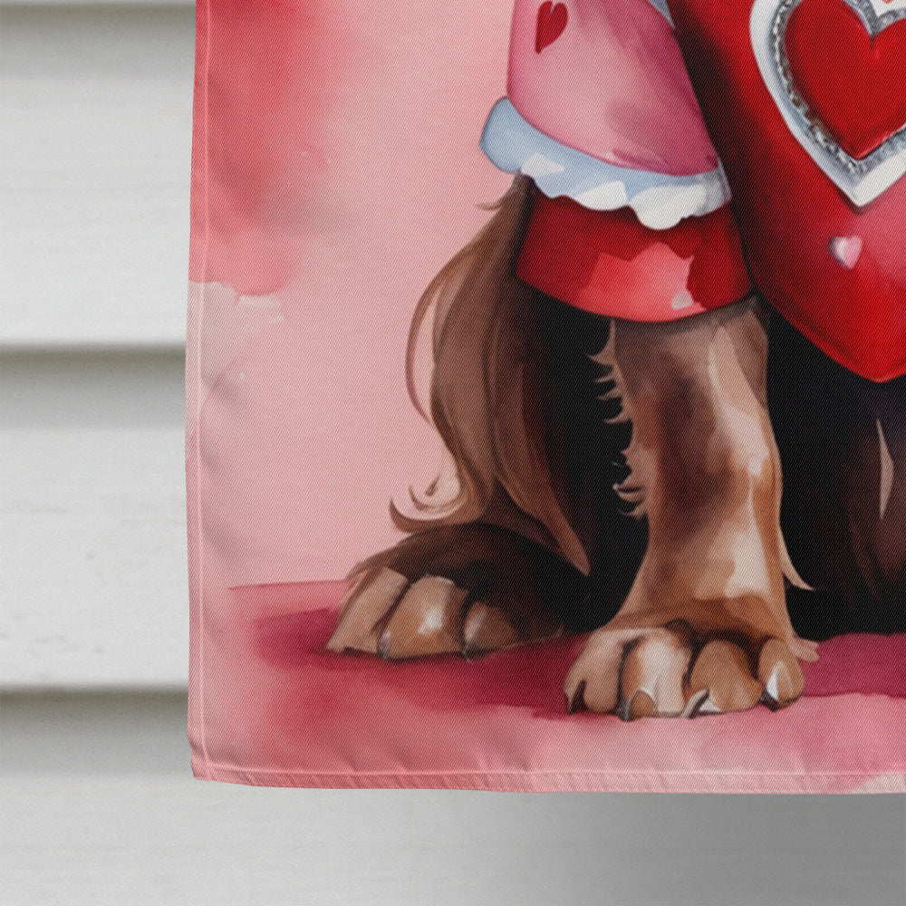 Sussex Spaniel My Valentine House Flag 28x40 Porch Sleeve Pole Decorative Outside Yard Banner Artwork Wall Hanging, Polyester