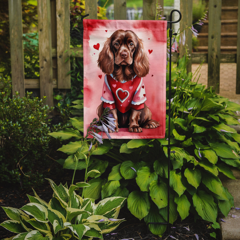 Sussex Spaniel My Valentine Garden Flag Mailbox Decorative Yard Banner Outside Patio Artwork for Flower Beds, Garden Size, Multicolor