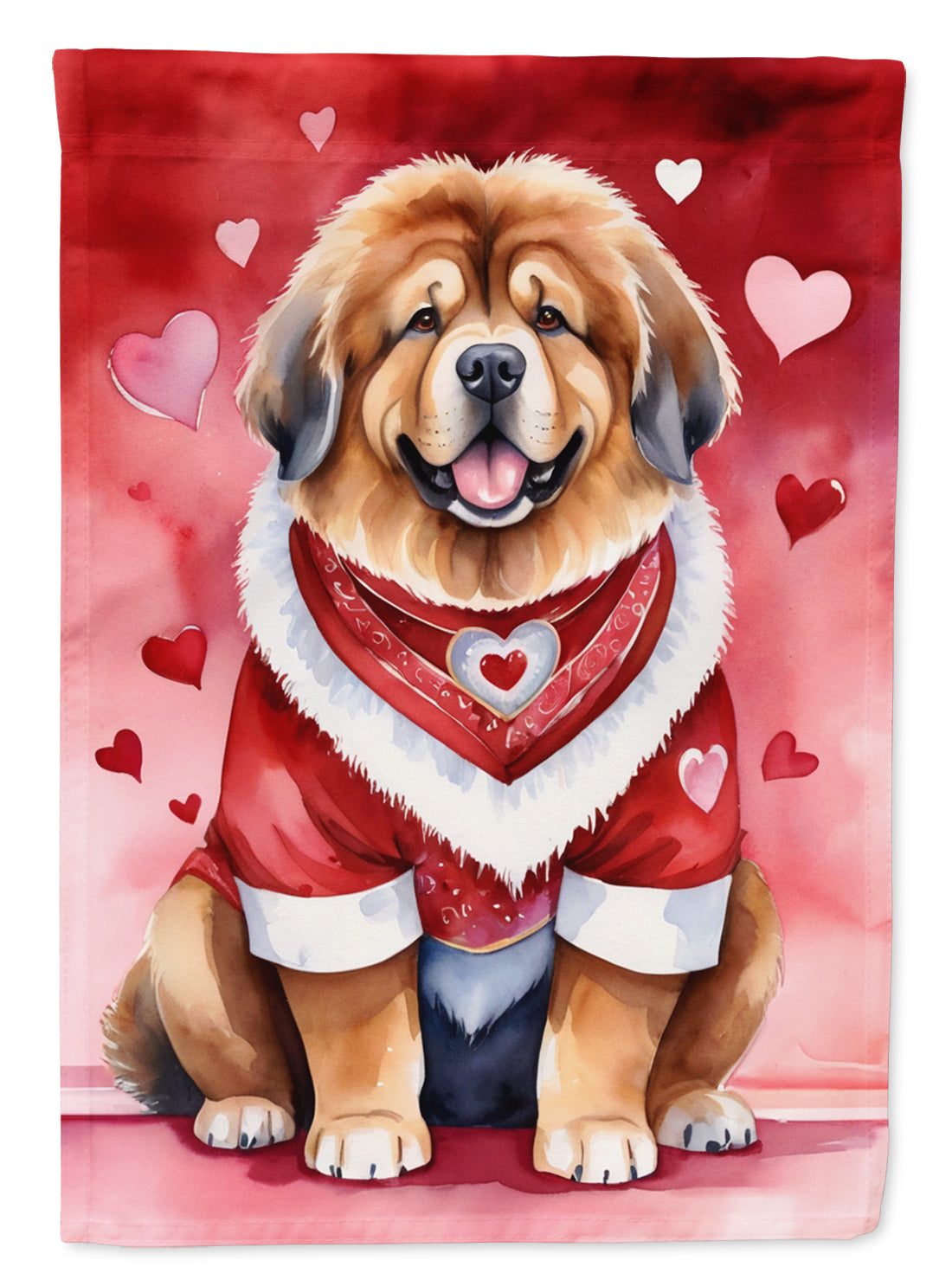 Tibetan Mastiff My Valentine Garden Flag Mailbox Decorative Yard Banner Outside Patio Artwork for Flower Beds, Garden Size, Multicolor