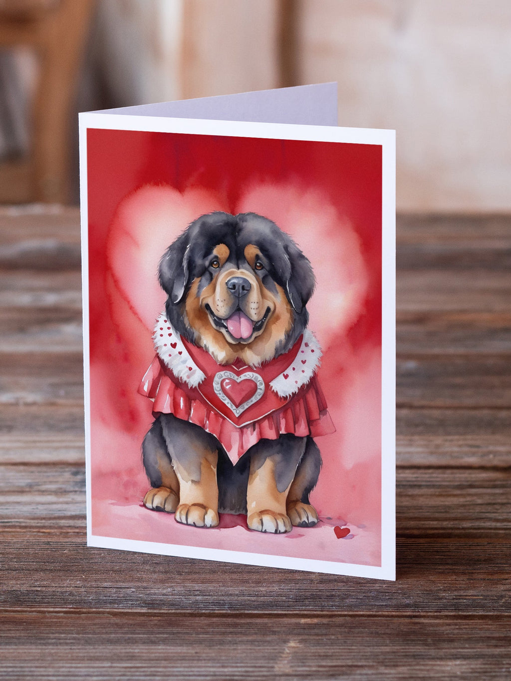Tibetan Mastiff My Valentine Greeting Cards Pack of 8 Blank Cards with Envelopes Whimsical A7 Size 5x7