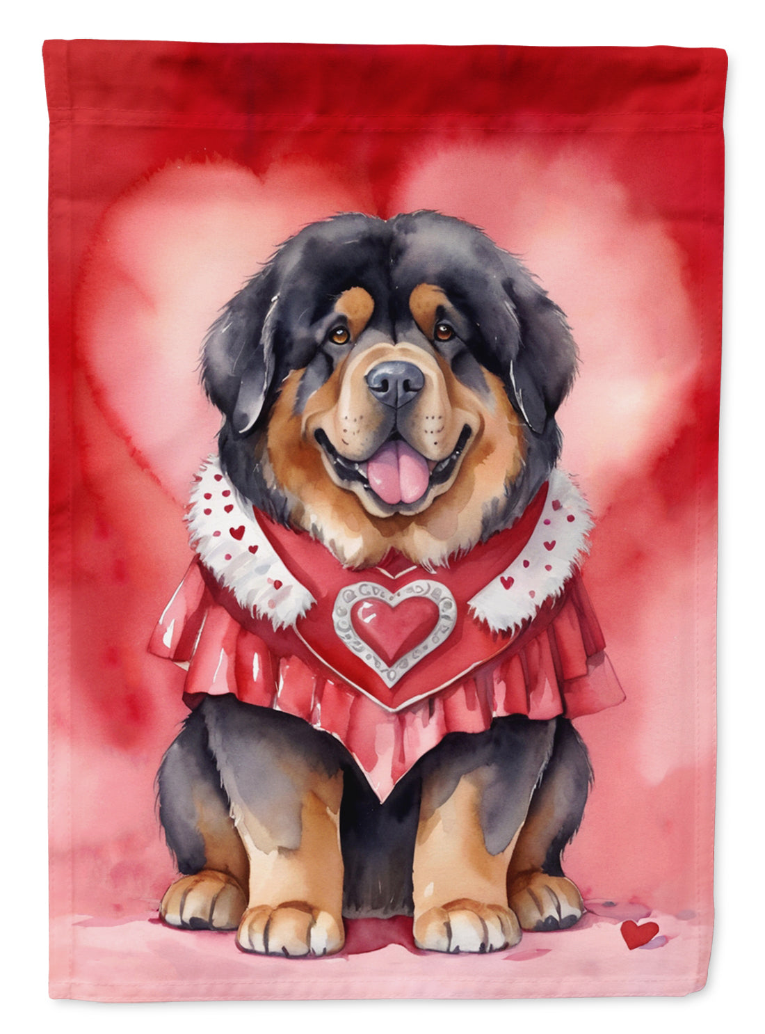 Tibetan Mastiff My Valentine Garden Flag Mailbox Decorative Yard Banner Outside Patio Artwork for Flower Beds, Garden Size, Multicolor
