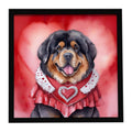 Tibetan Mastiff My Valentine Framed Metal Print Bathroom, Kitchen, Office, Home Decor Wall Art Ready to Hang, Square, 8X8