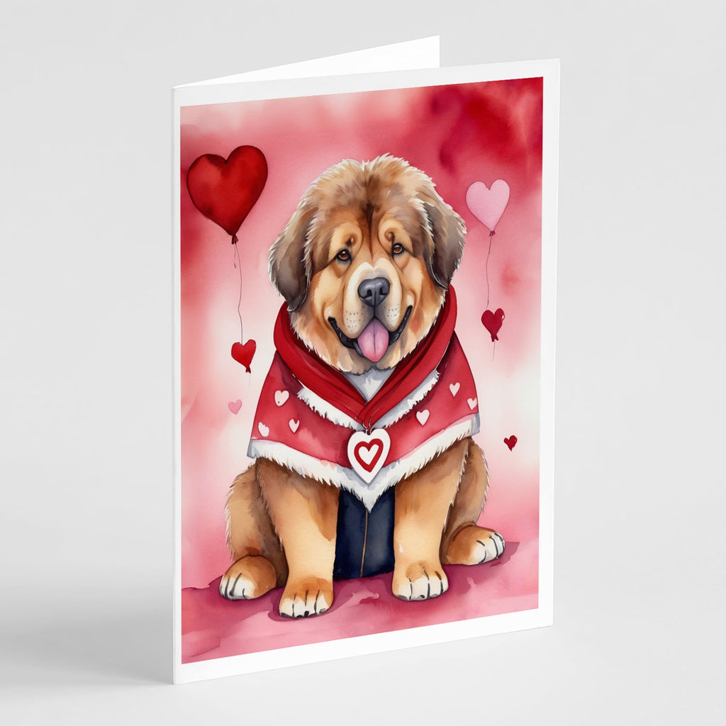 Tibetan Mastiff My Valentine Greeting Cards Pack of 8 Blank Cards with Envelopes Whimsical A7 Size 5x7